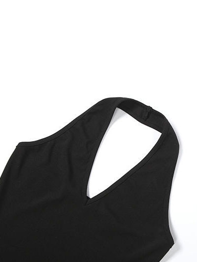 TWOTWINSTYLE Solid V Neck High Waist Spliced Drawstring Fashion Dress
