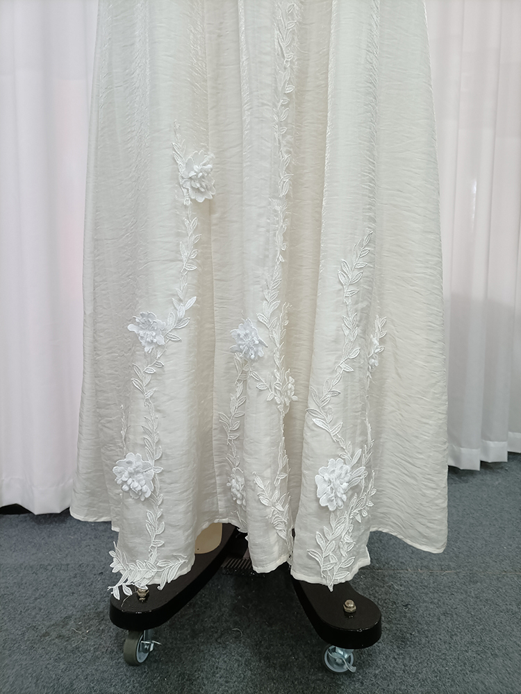 TWOTWINSTYLE V Neck Strap 3D Flower Embroidered Waist Cinched Elegant  Dress