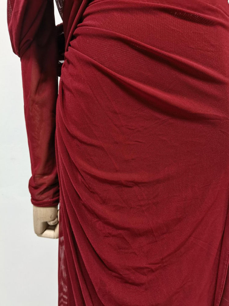 TWOTWINSTYLE Stand Collar Patchwork Lace Up Slimming Dress