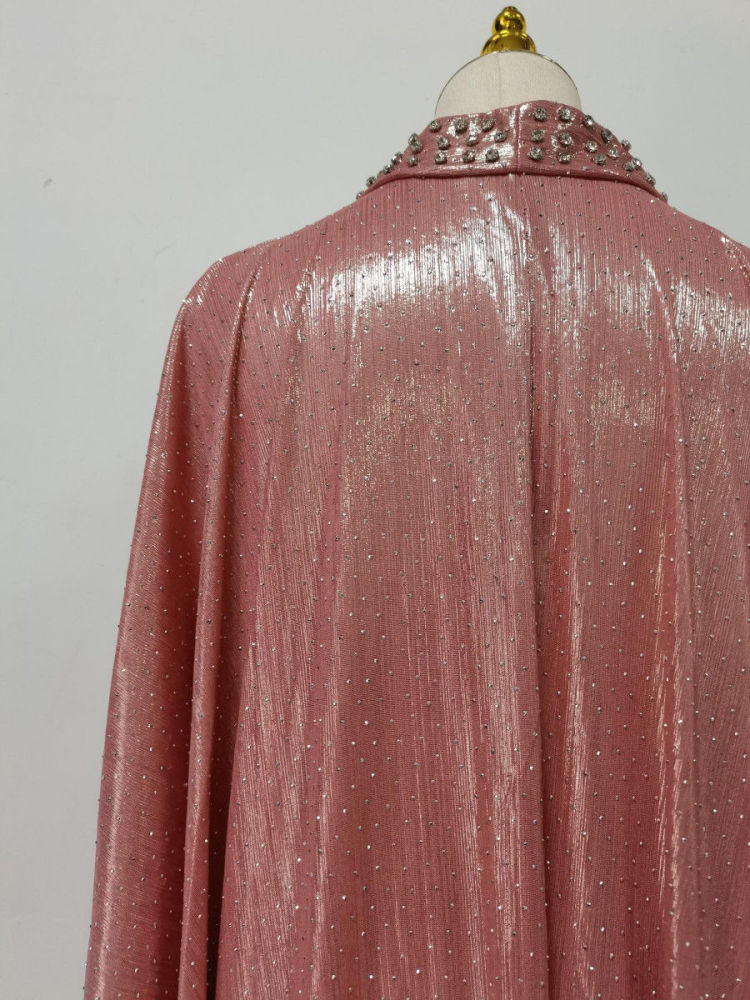 TWOTWINSTYLE V Neck Long Sleeve Spliced Diamond Designer Dress