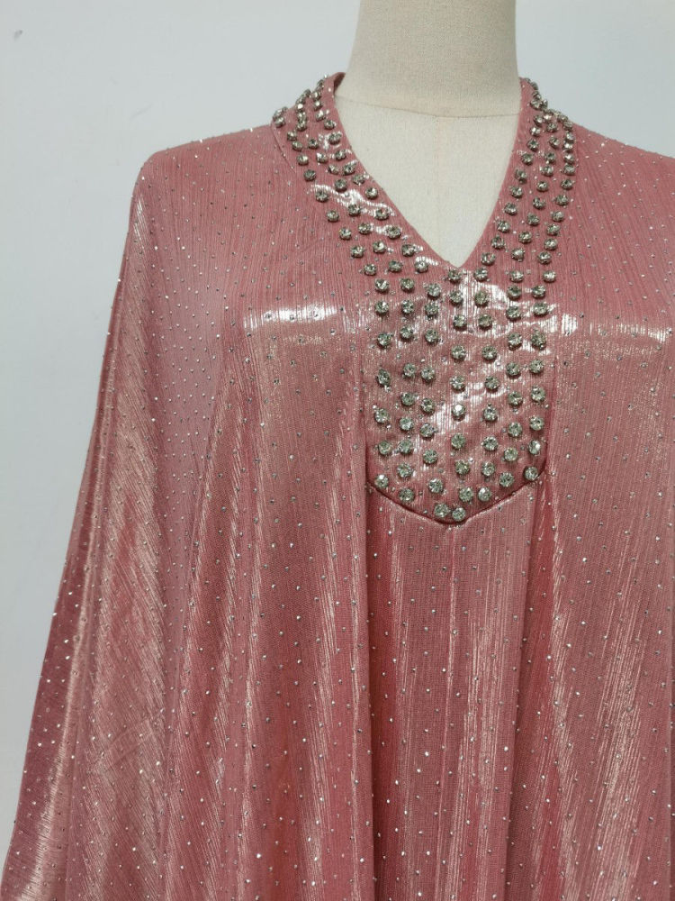 TWOTWINSTYLE V Neck Long Sleeve Spliced Diamond Designer Dress