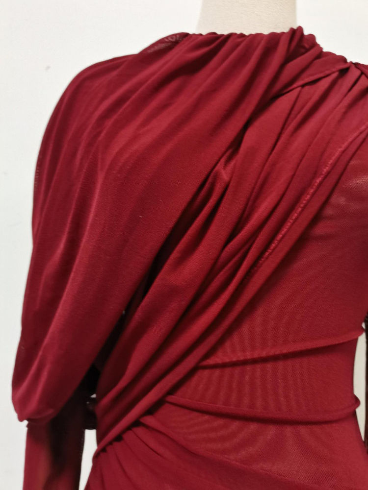 TWOTWINSTYLE Stand Collar Patchwork Lace Up Slimming Dress