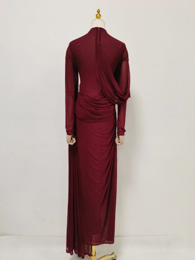 TWOTWINSTYLE Stand Collar Patchwork Lace Up Slimming Dress