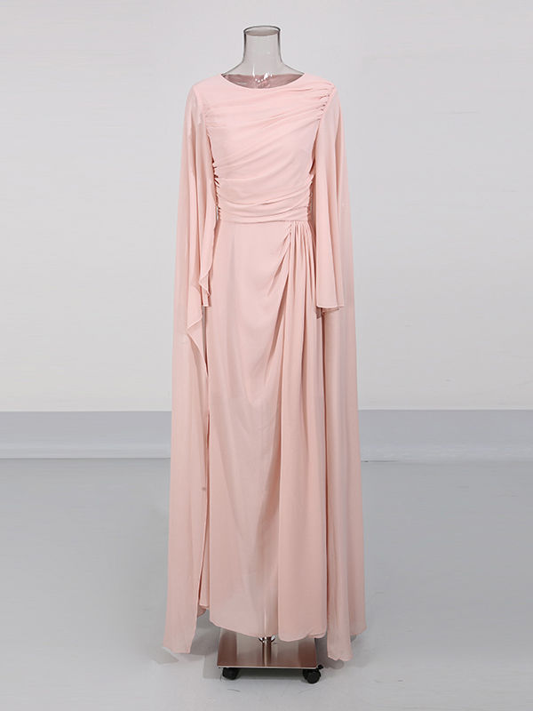 TWOTWINSTYLE Round Neck Tunic Pleated Elegant Dress