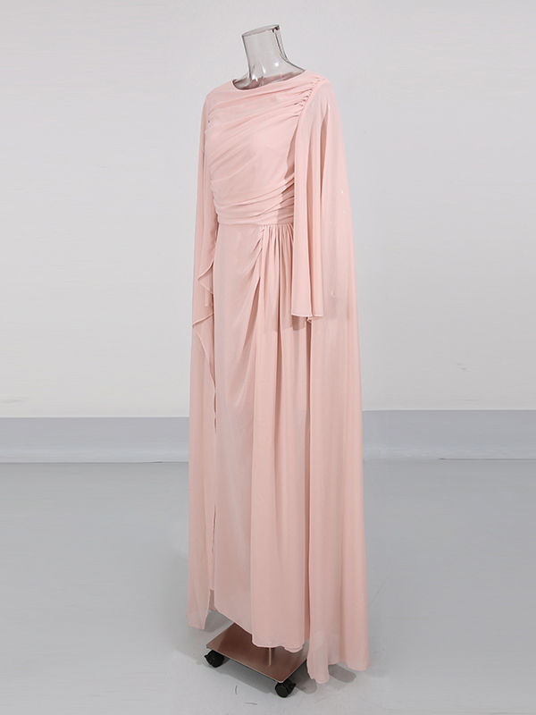 TWOTWINSTYLE Round Neck Tunic Pleated Elegant Dress
