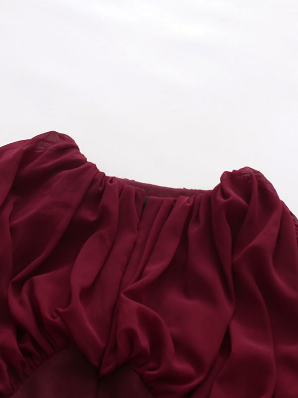 TWOTWINSTYLE Round Neck High Waist Spliced Lace Up Vintage Dress