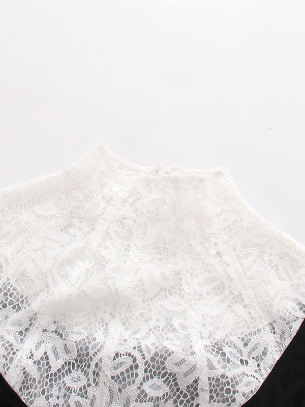 TWOTWINSTYLE Stand Collar Sleeveles Spliced Lace High Waist Elegant Dress