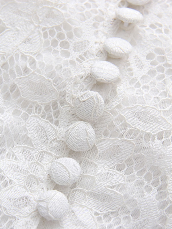 TWOTWINSTYLE Stand Collar Sleeveles Spliced Lace High Waist Elegant Dress