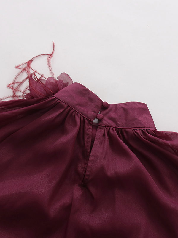 TWOTWINSTYLE Stand Collar Long Sleeve Top Tunic Skirt Vintage Set