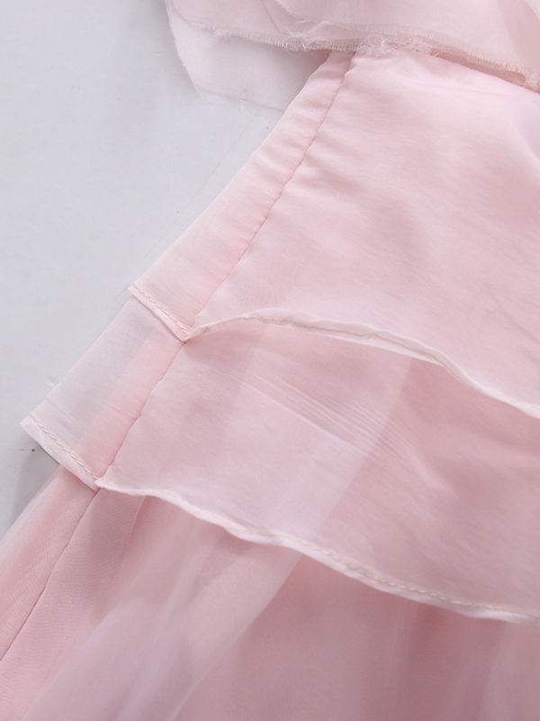 TWOTWINSTYLE Round Neck Patchwork Ruffles Elegant Dress