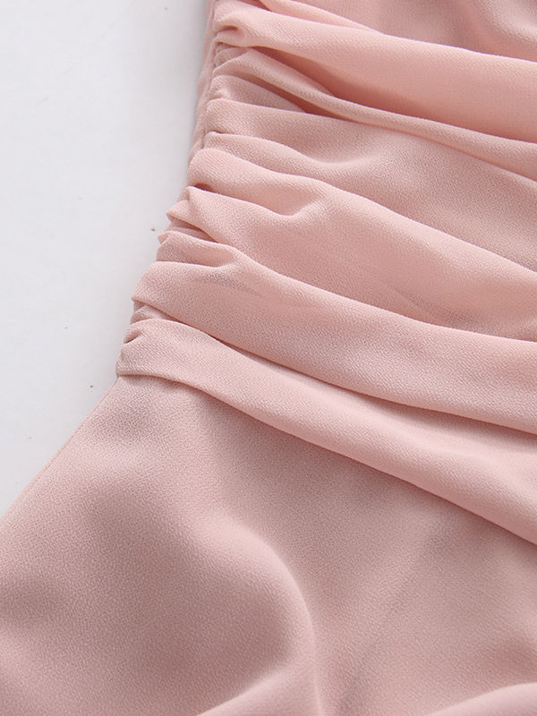 TWOTWINSTYLE Round Neck Tunic Pleated Elegant Dress