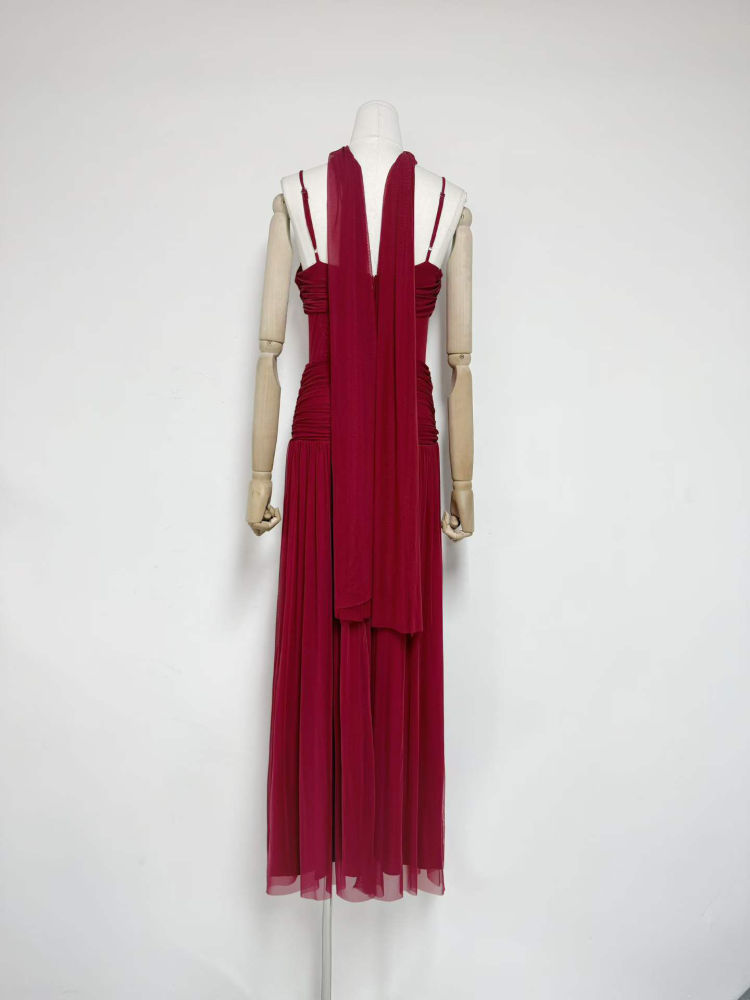 TWOTWINSTYLE Off Shoulder Patchwork Mesh Ruched Vintage Dress