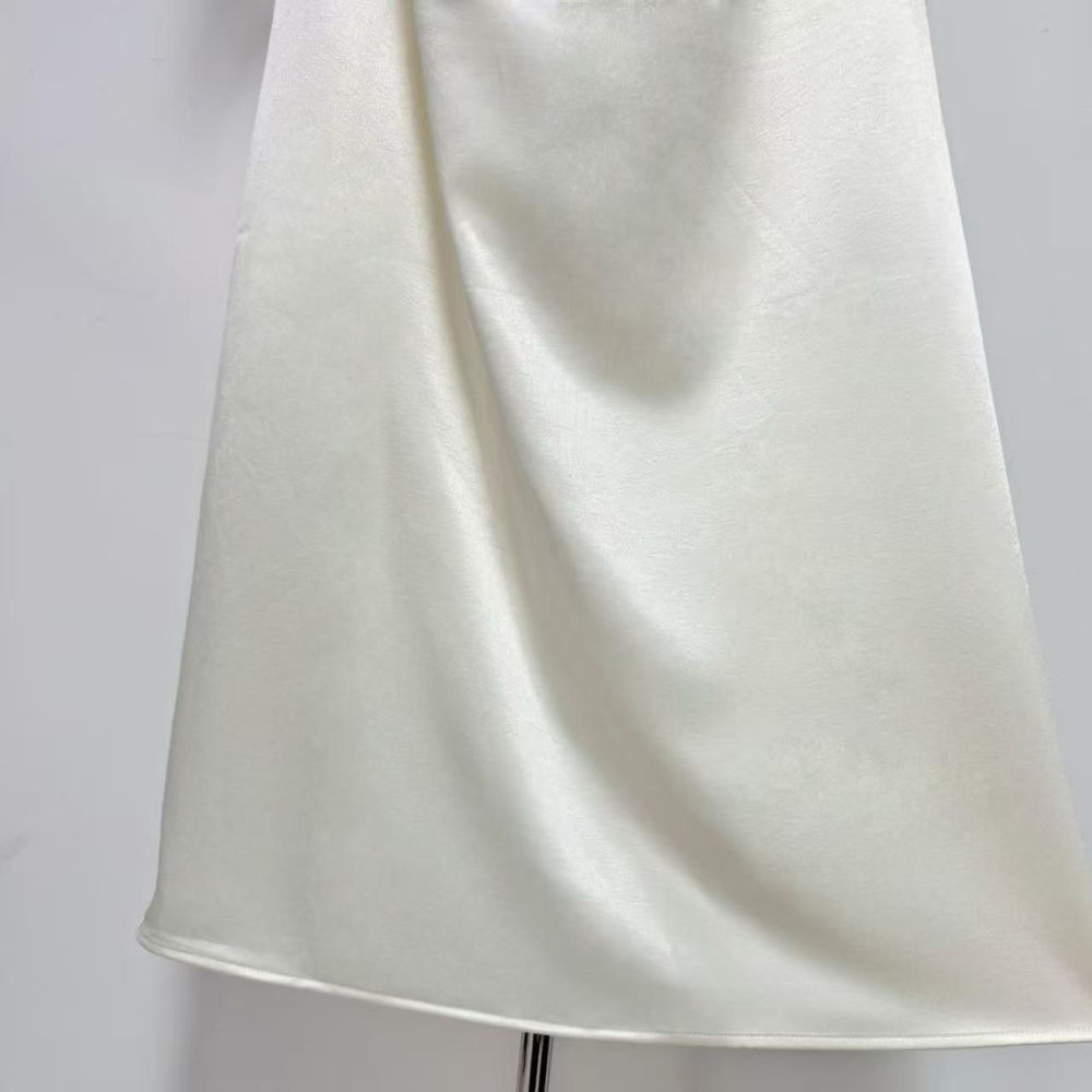 TWOTWINSTYLE Solid Asymmetrical Sleeve High Waist Chic Dress