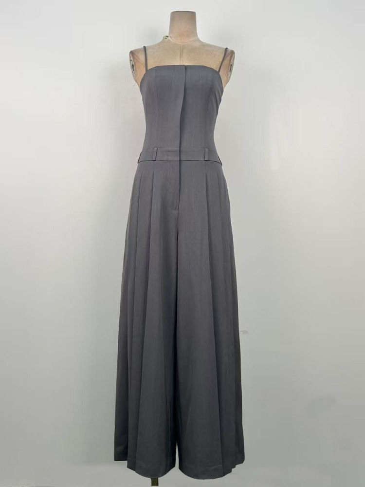 TWOTWINSTYLE Solid Off Shoulder High Waist Loose Casual Jumpsuit
