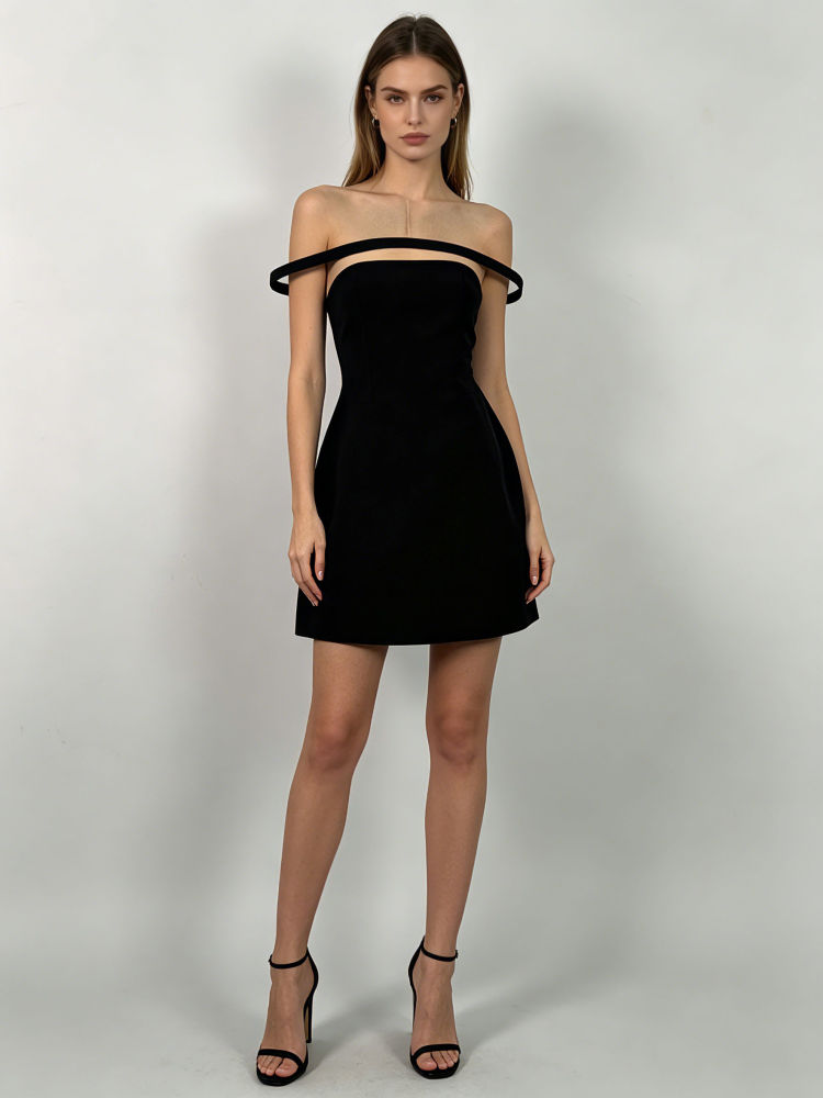TWOTWINSTYLE Solid Off Shoulder Patchwork Lace Up Fashion Dress