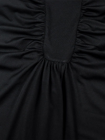 TWOTWINSTYLE Stand Collar Long Sleeve Bare Midriff Ruched Vintage Dress