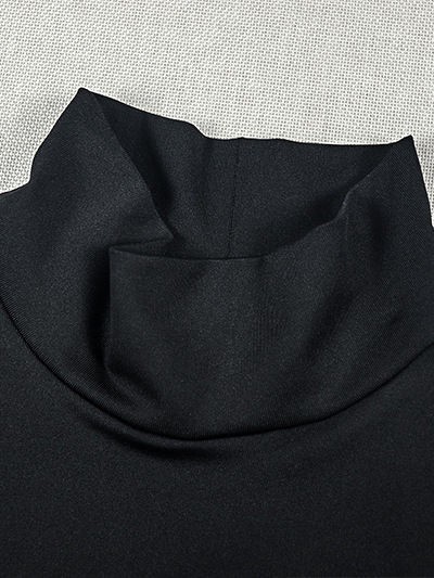 TWOTWINSTYLE Stand Collar Long Sleeve Bare Midriff Ruched Vintage Dress