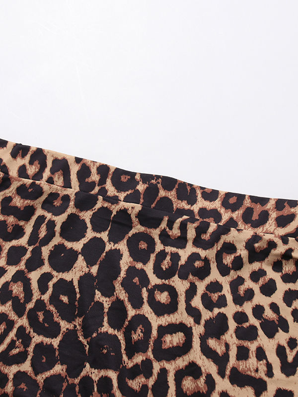 TWOTWINSTYLE High Waist Leopard Spliced Ruffles Tide Skirt