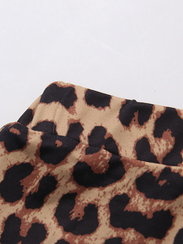TWOTWINSTYLE High Waist Leopard Spliced Ruffles Tide Skirt