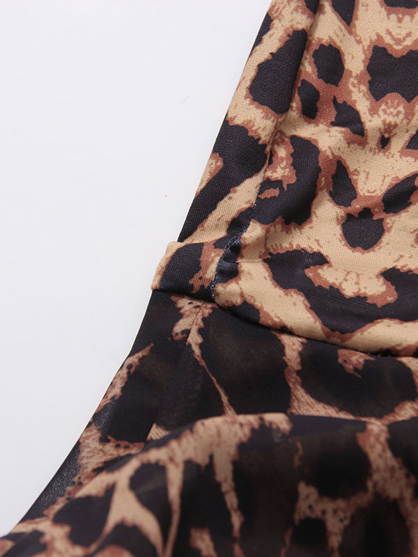 TWOTWINSTYLE High Waist Leopard Spliced Ruffles Tide Skirt