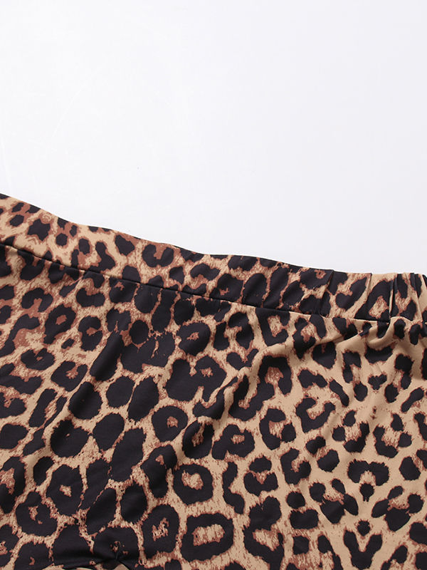 TWOTWINSTYLE High Waist Leopard Spliced Ruffles Tide Skirt