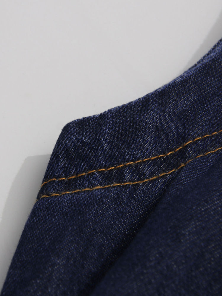 TWOTWINSTYLE Lapel Patchwork Belt Single Breasted Chic Denim Dress