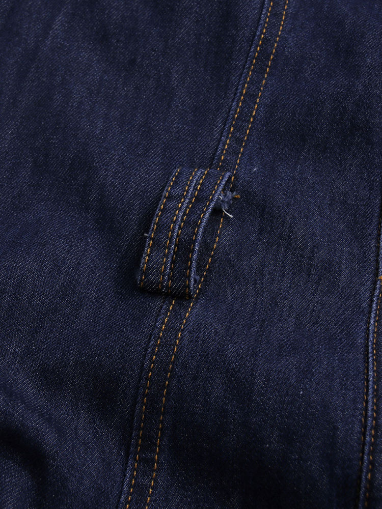 TWOTWINSTYLE Lapel Patchwork Belt Single Breasted Chic Denim Dress