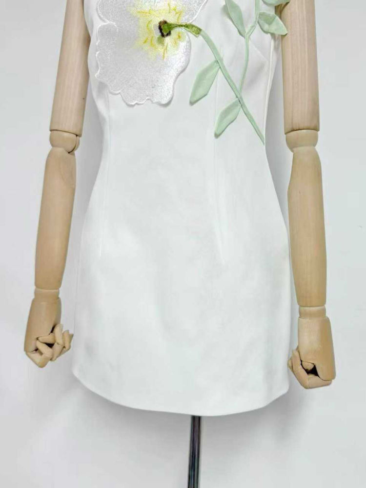 TWOTWINSTYLE Off One Shoulder Tunic Spliced Appliques Chic Dress