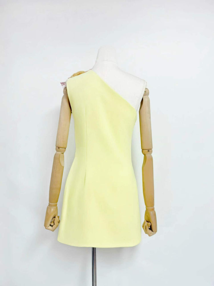 TWOTWINSTYLE Off One Shoulder Tunic Spliced Appliques Chic Dress