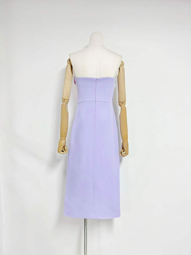 TWOTWINSTYLE Off Shoulder Patchwork Appliques Side Split Elegant Dress