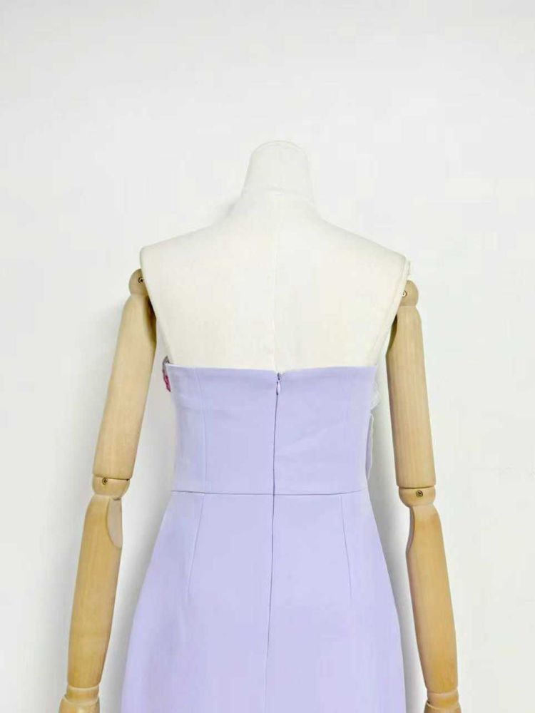 TWOTWINSTYLE Off Shoulder Patchwork Appliques Side Split Elegant Dress