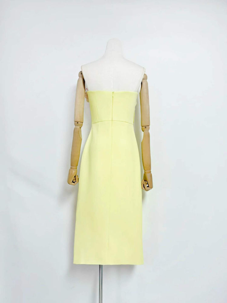 TWOTWINSTYLE Off Shoulder Patchwork Appliques Side Split Elegant Dress