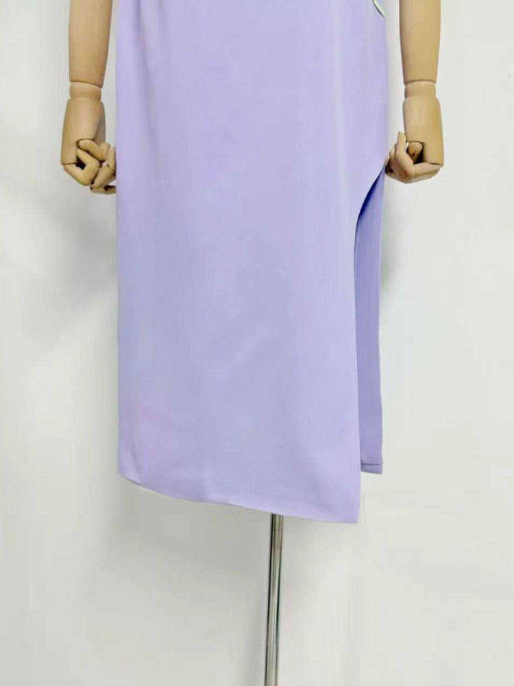 TWOTWINSTYLE Off Shoulder Patchwork Appliques Side Split Elegant Dress