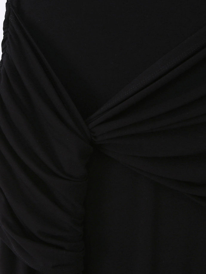 TWOTWINSTYLE Round Neck Backless Pleated Slimming Dress