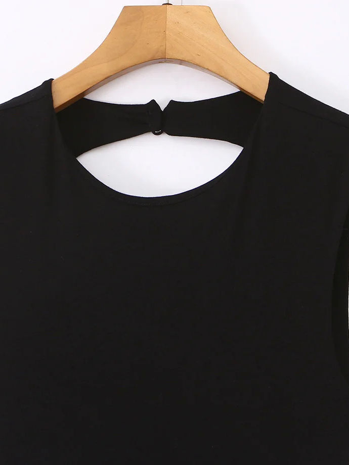 TWOTWINSTYLE Round Neck Backless Pleated Slimming Dress
