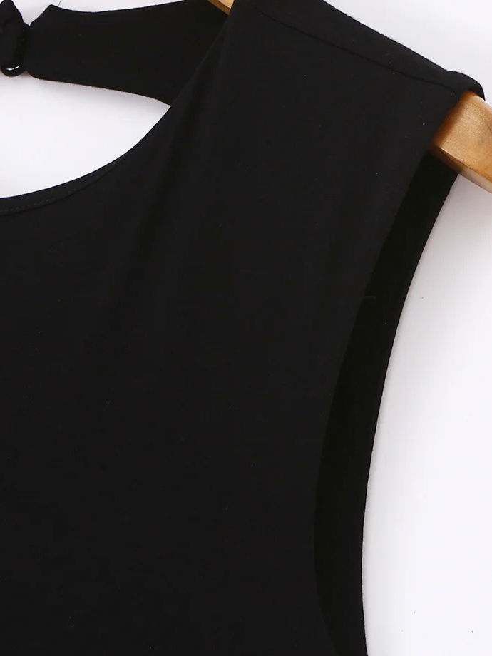 TWOTWINSTYLE Round Neck Backless Pleated Slimming Dress