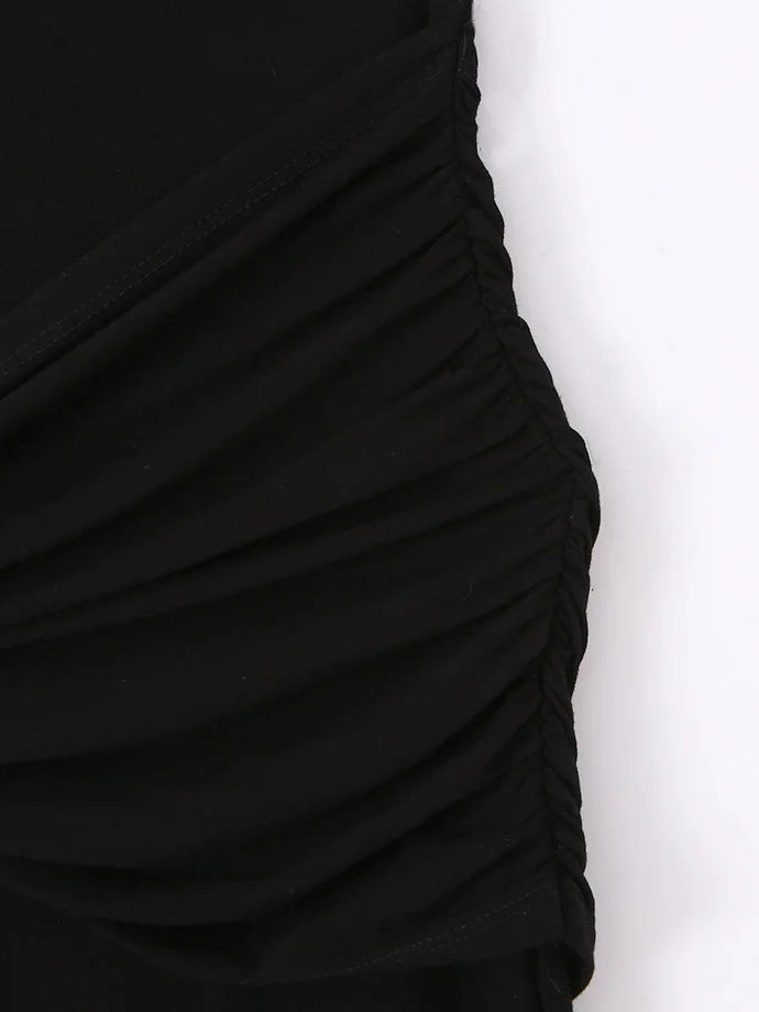 TWOTWINSTYLE Round Neck Backless Pleated Slimming Dress
