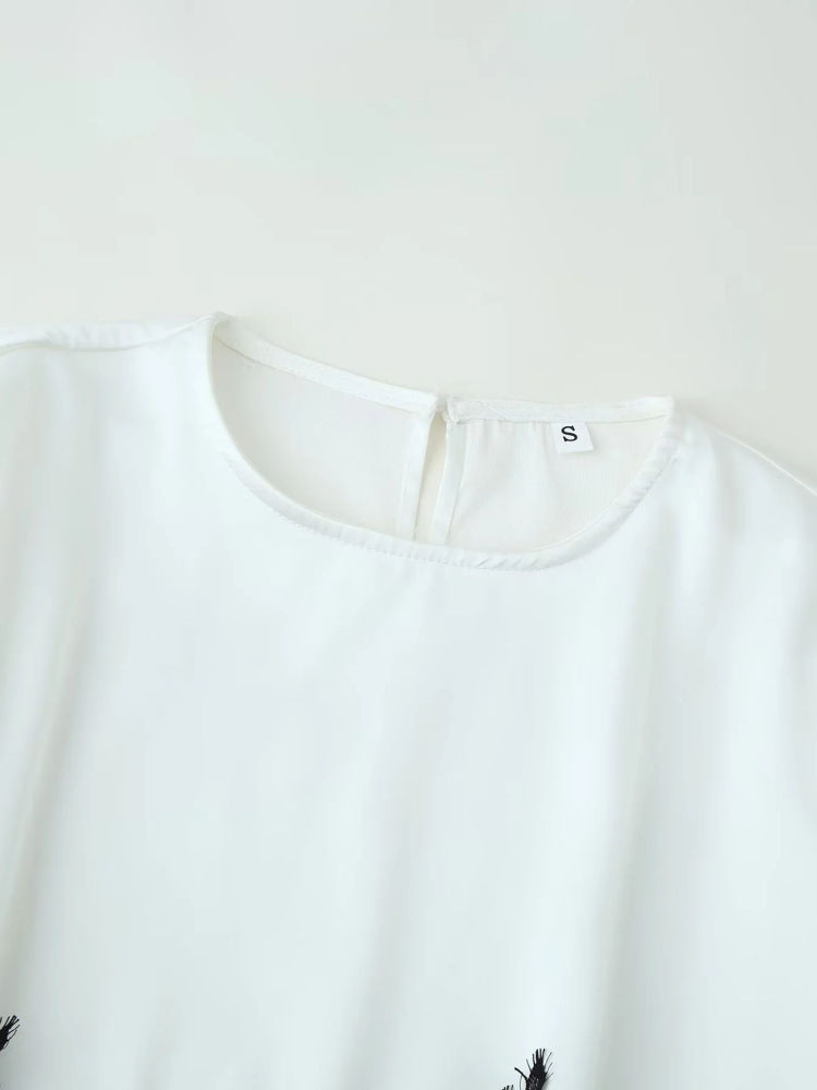 TWOTWINSTYLE Round Neck Hit Color Patchwork Lace Designer Pullover