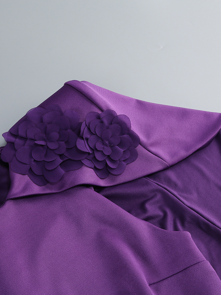 TWOTWINSTYLE Round Neck Patchwork Flower Cape Sleeves Solid Dress