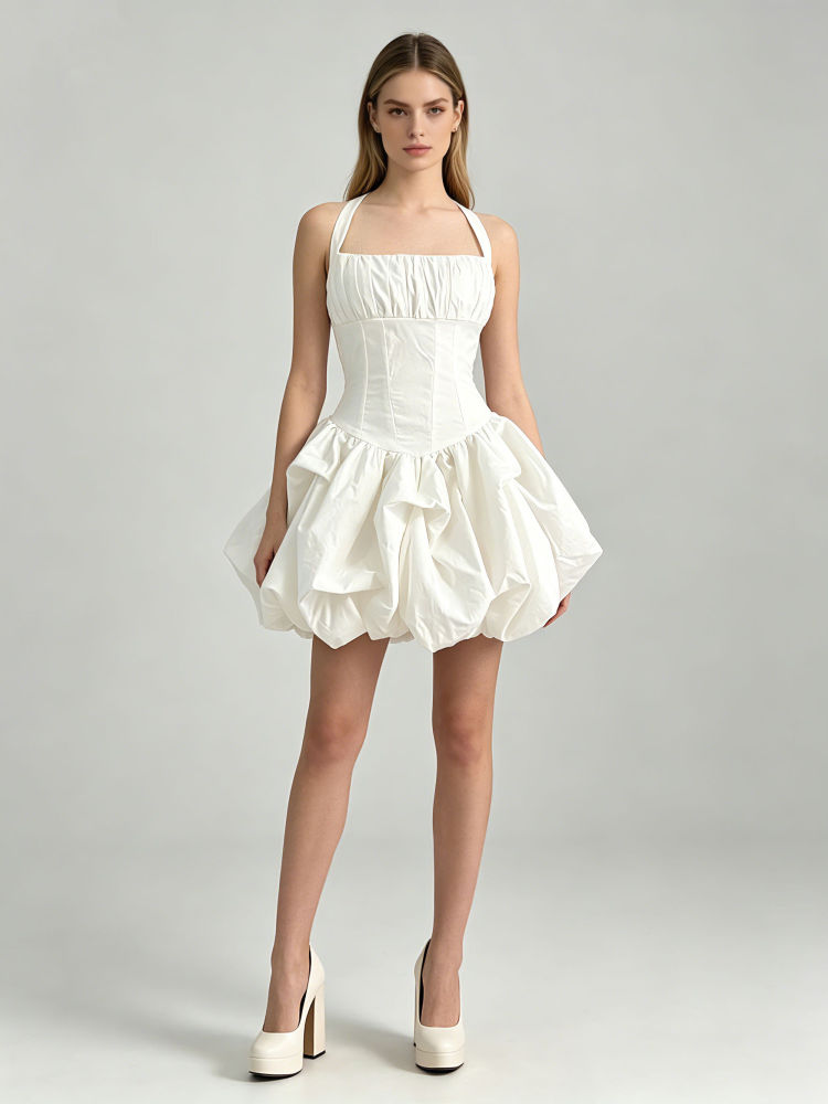 TWOTWINSTYLE Solid Backless High Waist Designer Mini Dress