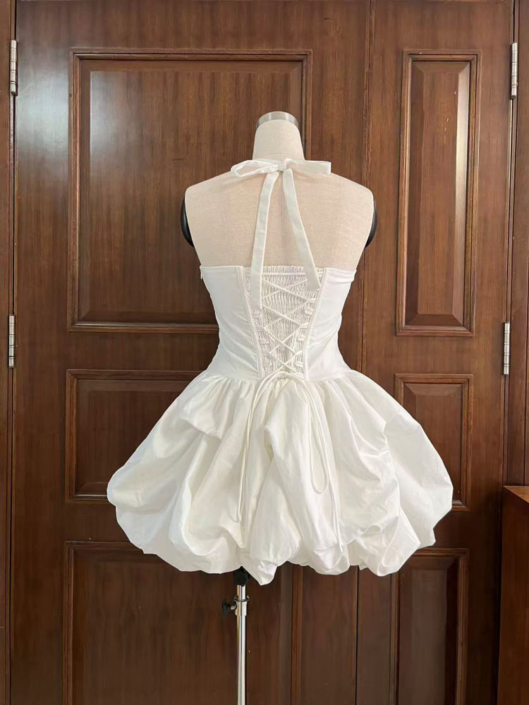 TWOTWINSTYLE Solid Backless High Waist Designer Mini Dress