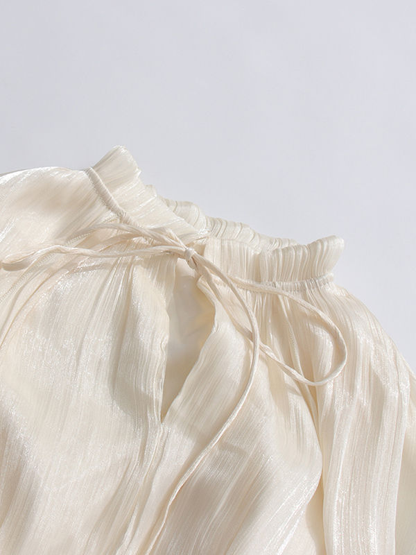 TWOTWINSTYLE Stand Collar Spliced Ruffles Tunic Elegant Dress