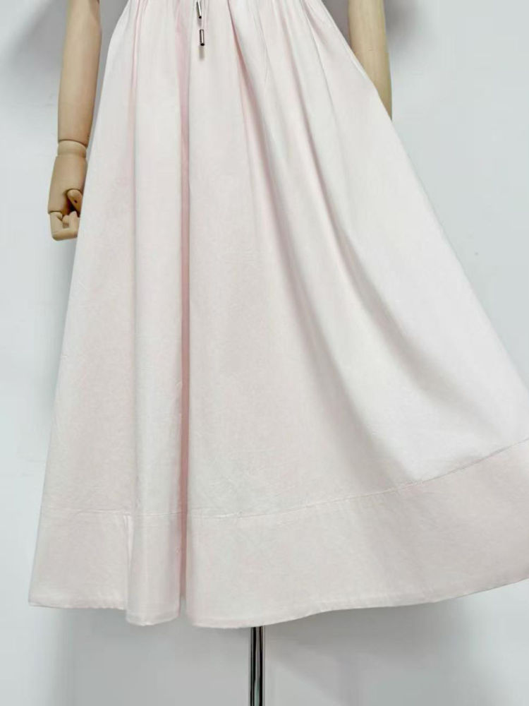 TWOTWINSTYLE V Neck Puff Sleeve Tunic Fashion Dress