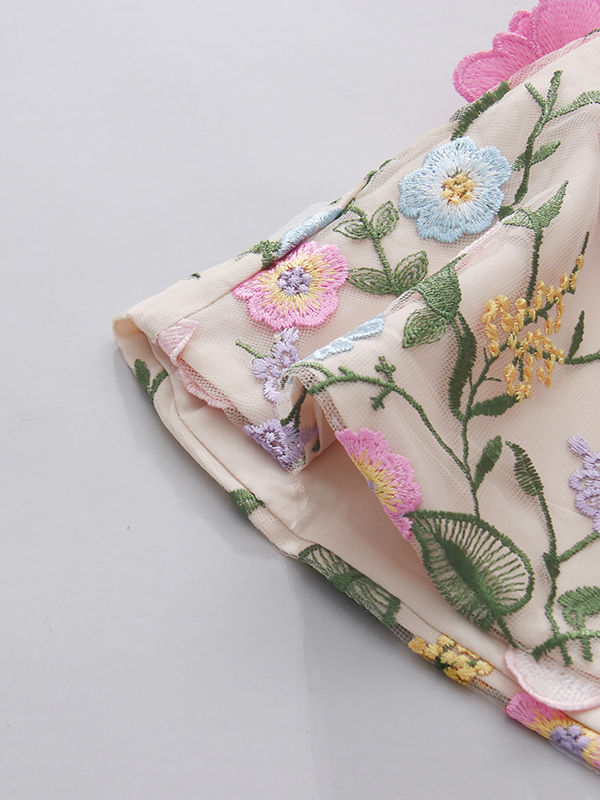 TWOTWINSTYLE Hollow Out Tunic Patchwork 3D Flower Fashion Dress