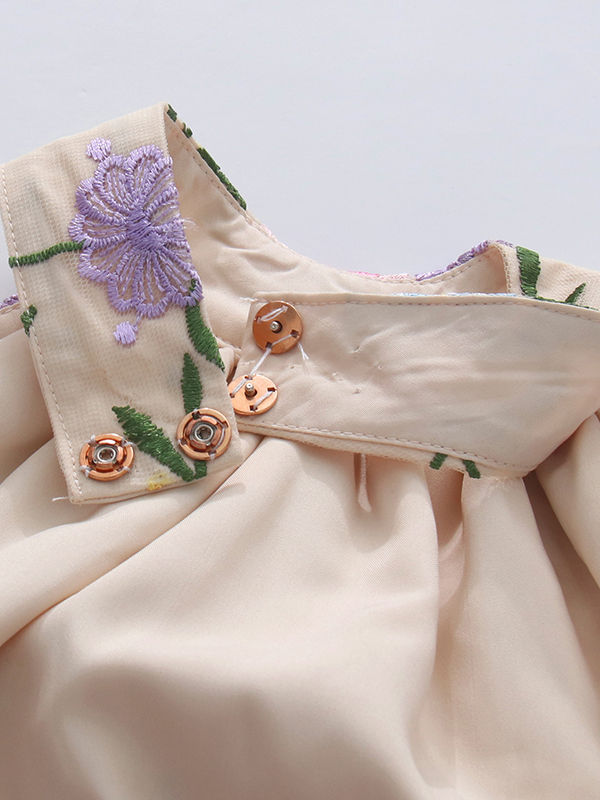 TWOTWINSTYLE Hollow Out Tunic Patchwork 3D Flower Fashion Dress