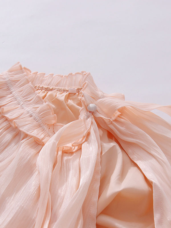 TWOTWINSTYLE Round Neck Spliced Ruffles High Waist Designer Dress