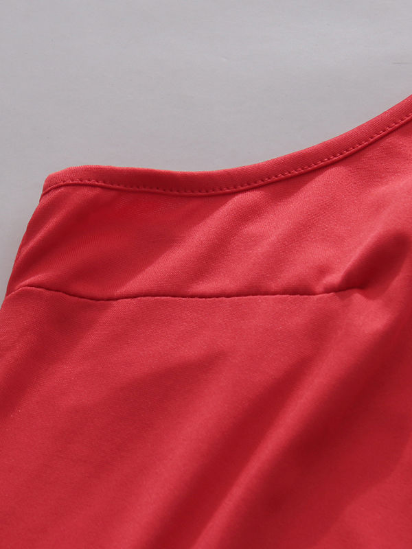 TWOTWINSTYLE Solid Lapel Puff Sleeve High Waist Chic Dress
