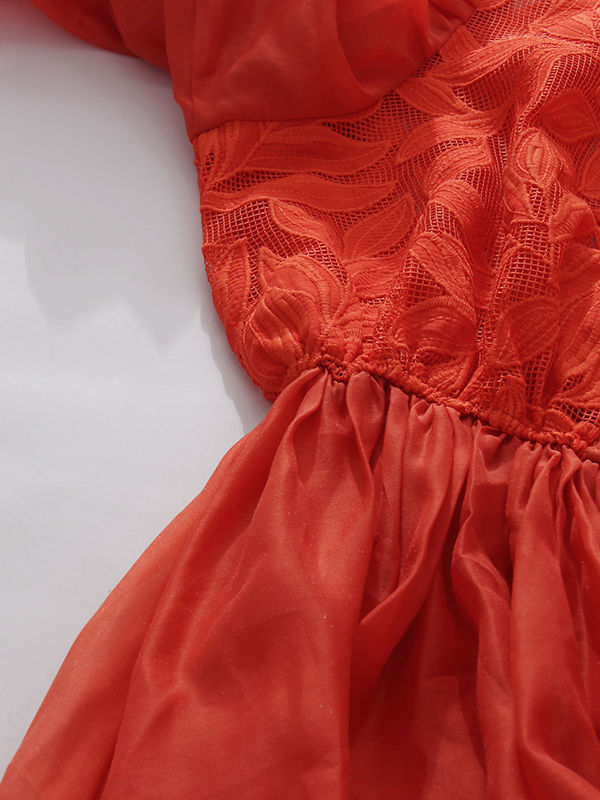 TWOTWINSTYLE Solid Lapel Puff Sleeve High Waist Chic Dress