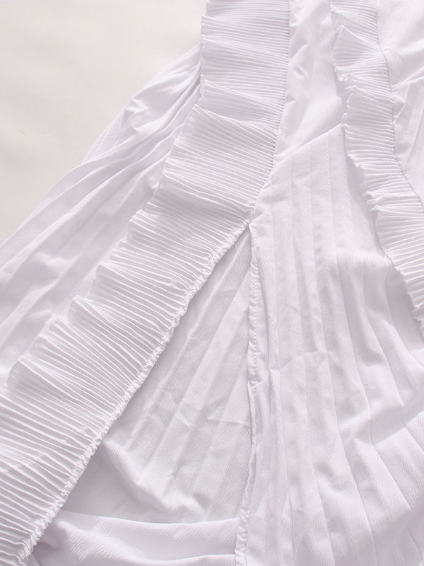 TWOTWINSTYLE Patchwork Ruffles Side Split Tunic Chic Dress