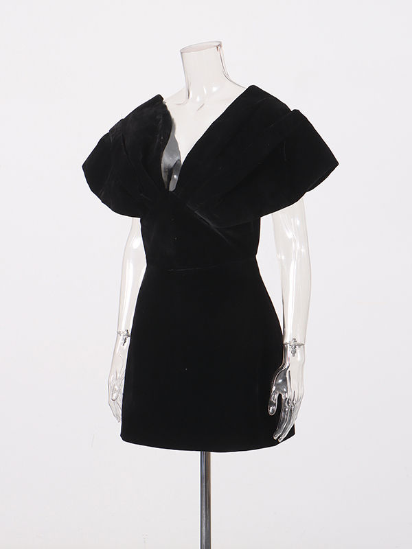 TWOTWINSTYLE Off Shoulder Spliced Bowknot Designer Dress